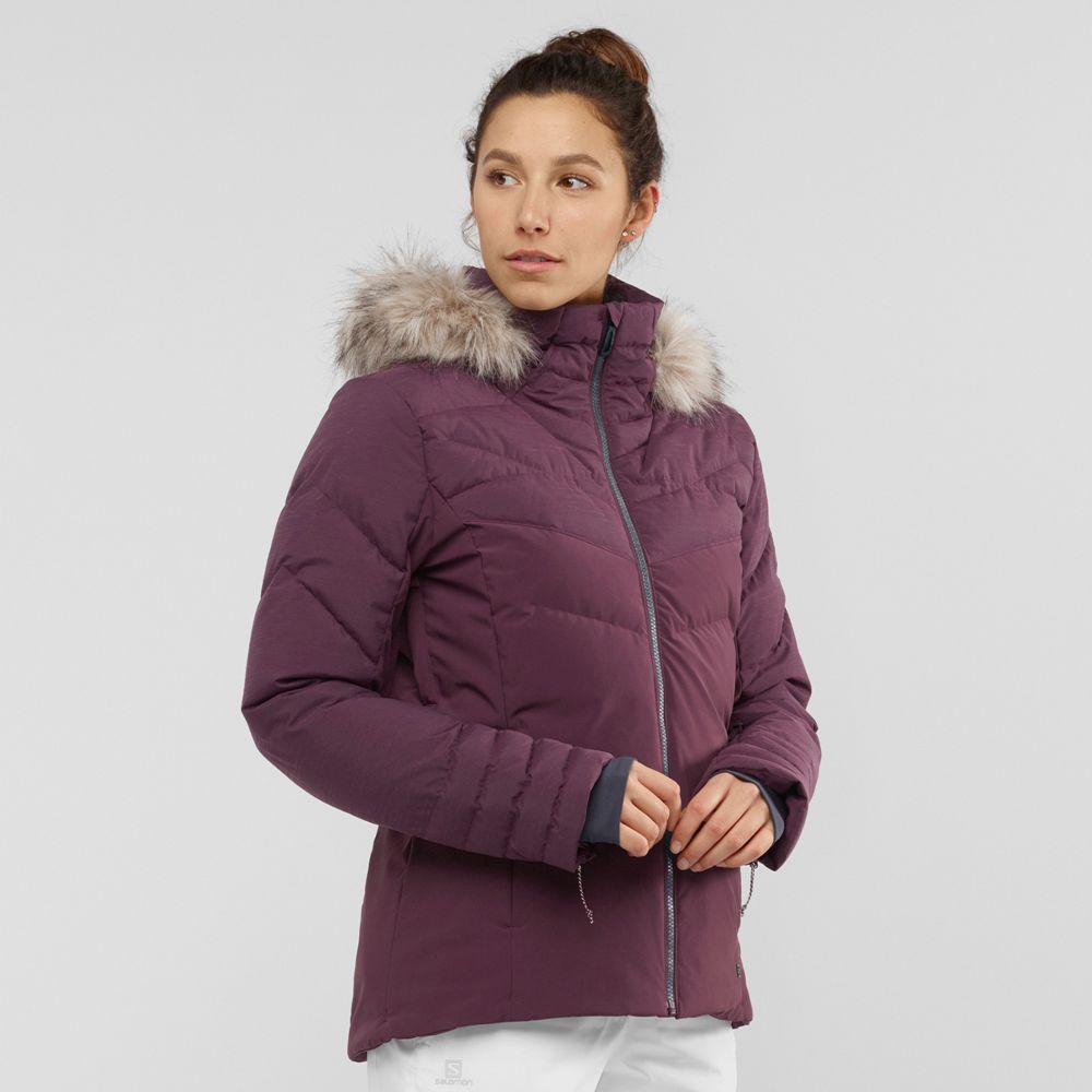 Salomon Israel WARM AMBITION W - Womens Ski Jackets - Burgundy (TKVQ-29687)